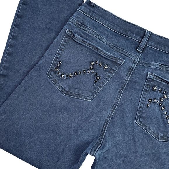 Rock & Republic Berlin Dark Blue Studded Skinny Jeans - Size 14 - Picture 6 of 8